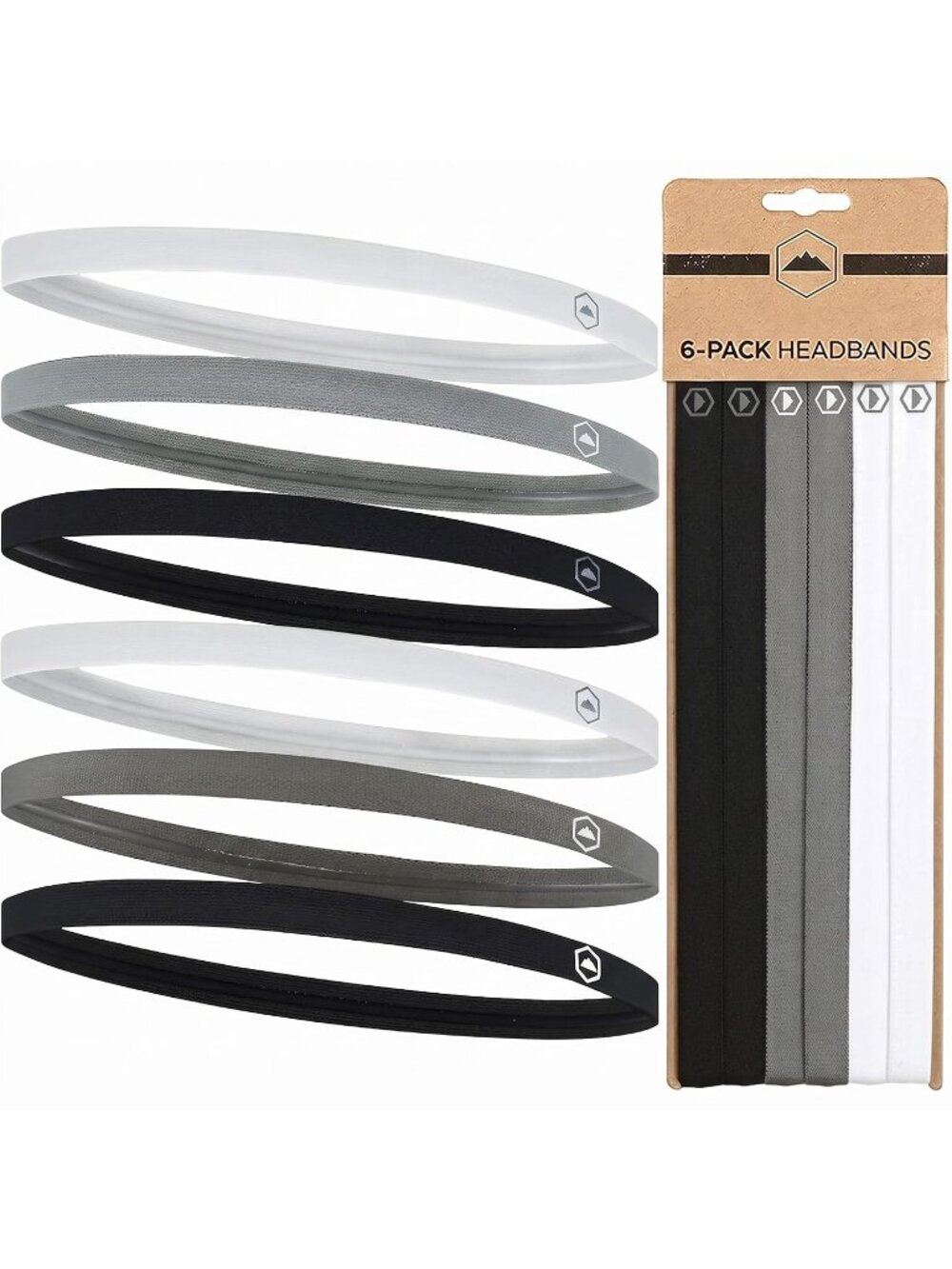 Women's Black White Thin Elastic Headbands Workout Sweatbands Hair Accessories